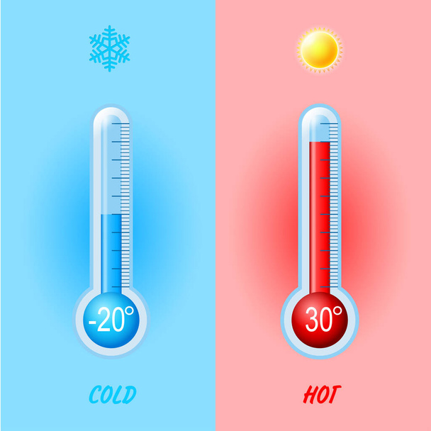 Isolated color logo thermometer icons on background. Vector weather infographics. - Vector, Image