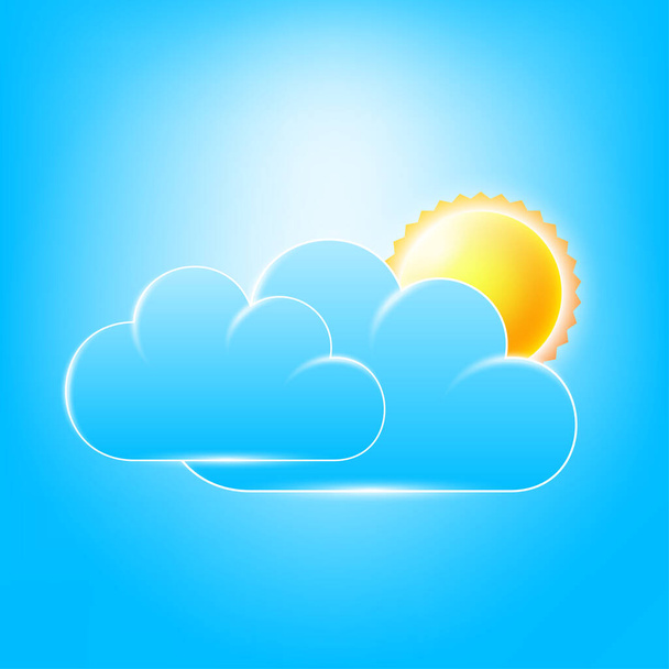 Gerçekçi güneş ve bulut simgesi vektör logosu - Vektör, Görsel