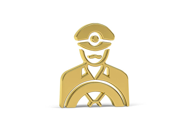 Golden 3d driver icon isolated on white background - 3d render - 写真・画像