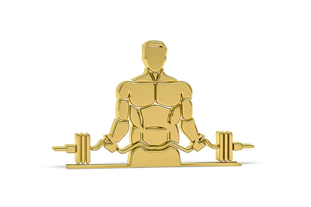 Złota ikona instruktora fitness 3D izolowana na białym tle - renderowanie 3D - Zdjęcie, obraz