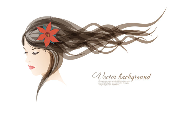Vector background. The girl with colors in hair - Vector, Image