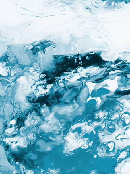 Абстрактний синьо-хвильовий творчий пофарбований фон, мармурова текстура, абстрактний океан, акриловий живопис на полотні. Сучасне мистецтво. Сучасне мистецтво
. - Фото, зображення
