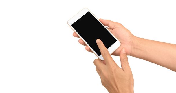 Ruční držení smartphone zařízení a dotykové obrazovky - Fotografie, Obrázek
