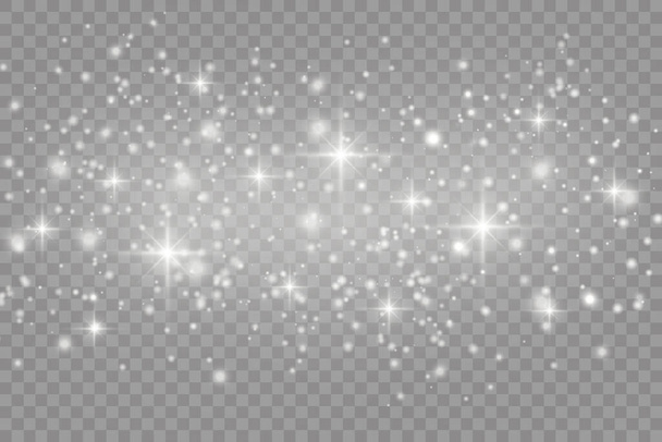 Fehér szikrák fény, csillogó mágikus por részecskék - Vektor, kép