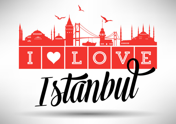 Istanbul Typography Design with Tulip - Vector, Image