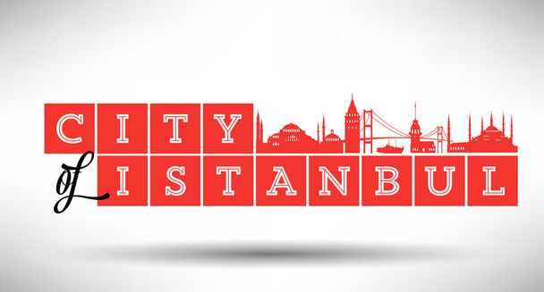 Istanbul stad lijn typografie design - Vector, afbeelding