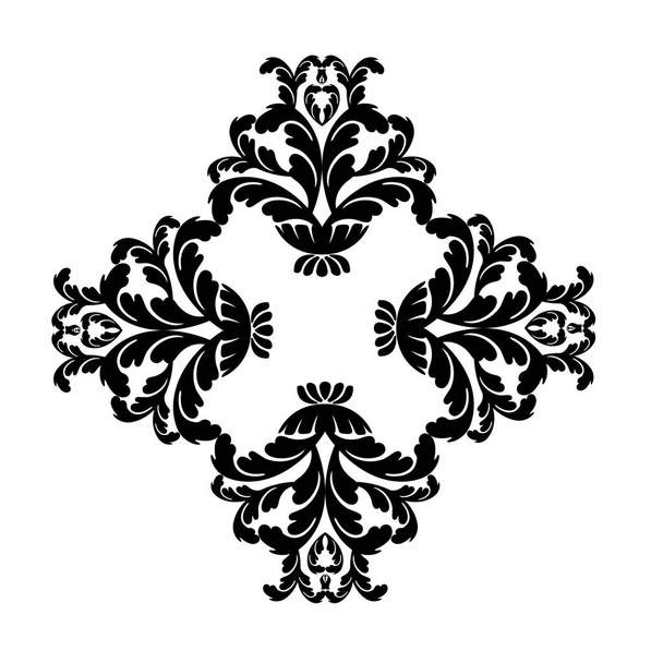 Wektor damask vintage barokowy zwój bezszwowy ornament wirować. Wiktoriański monogram heraldyczna tarcza wiruje.Retro kwiatowy wzór liści granica antyczne acanthus kaligrafia wygrawerowany tatuaż. Płytki - Wektor, obraz