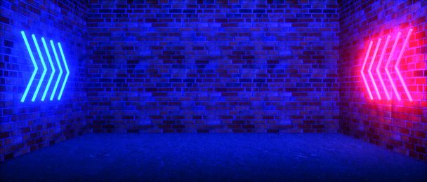 futurystyczny neon kolorowe strzałki (3d renderowania) - Zdjęcie, obraz