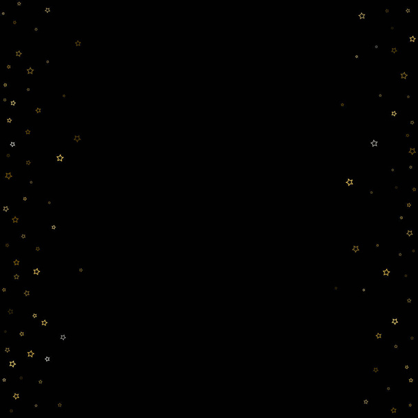 Gold Glitter Stars. Luxury Shiny Confetti. Scattered little sparkle. Flash glow silver element. Random magic tiny light. Stellar fall black background. New Year, Christmas Vector illustration. - Vektör, Görsel