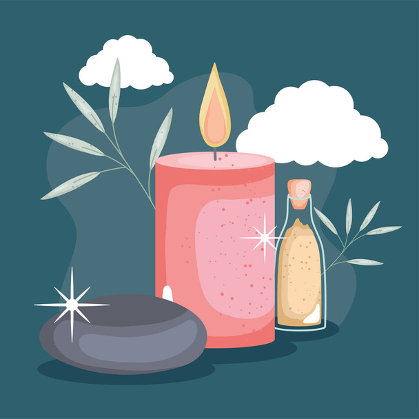 spa rock and candle - Вектор,изображение