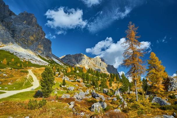 the beautiful Italian Dolomites an autumn day - Photo, Image