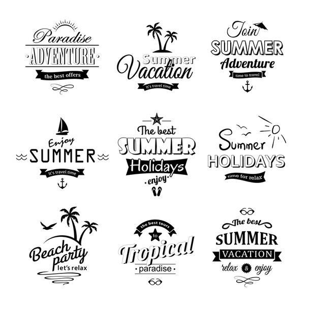 Beach labels set on white - Вектор,изображение