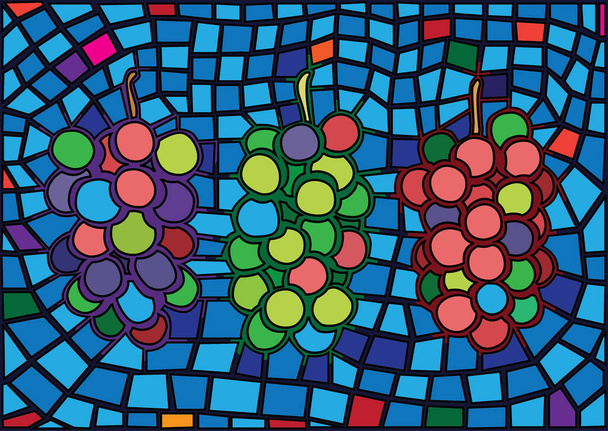 uva frutta disegno colorato moses vetrate e pattem sfondo illustrazione vettoriale - Foto, immagini
