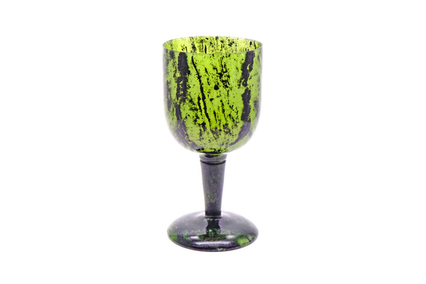 Wine cup : China beautiful natural dark green jade winecup (Chinese Bi Jade) . Isolated on white background - Photo, Image