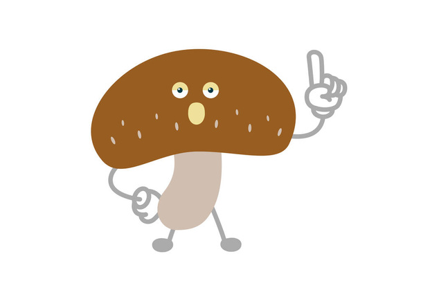 Vector illustration of simple and cute shiitake character to point - Vector, Image