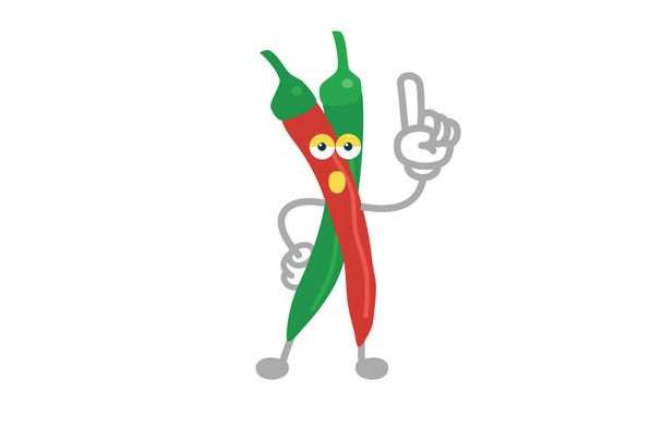 Vector illustration of simple and cute pepper character to point - Vector, Image