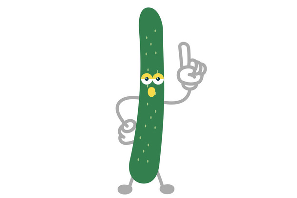 Vector illustratie van eenvoudige en schattige komkommer karakter te wijzen - Vector, afbeelding