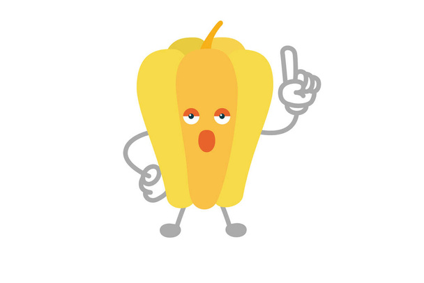 Vektor illusztráció egy egyszerű és aranyos sárga bors karakter - Vektor, kép