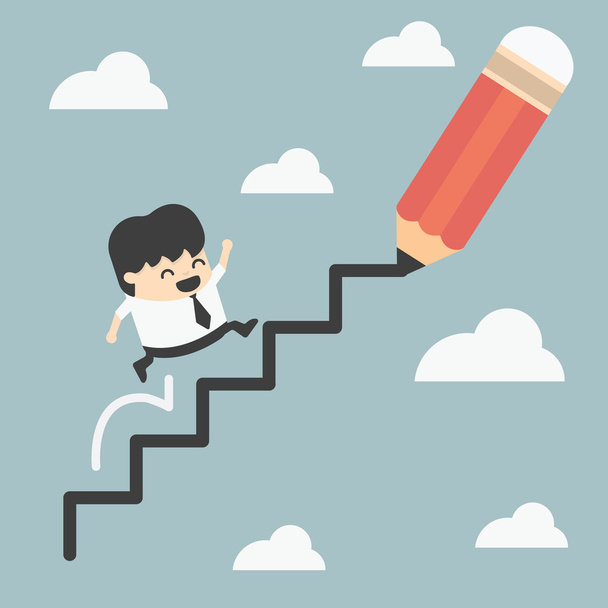 Climbing ladder of success - Vector, Image