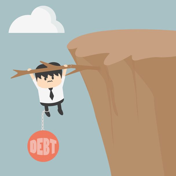 Business man with debt - Vector, Image