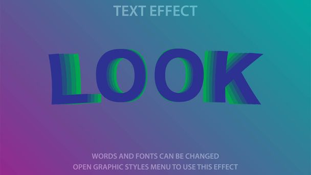 look style plantilla de efecto de texto de color azul y verde con el uso de estilo en negrita 3d para el logotipo y la marca comercial - Vector, Imagen