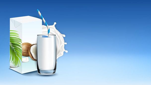 Coconut γάλα ποτό και splash αντίγραφο χώρο διάνυσμα - Διάνυσμα, εικόνα