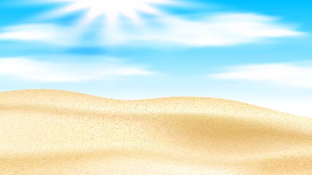 Zandwoestijn met duinen en stralende zonnevector - Vector, afbeelding