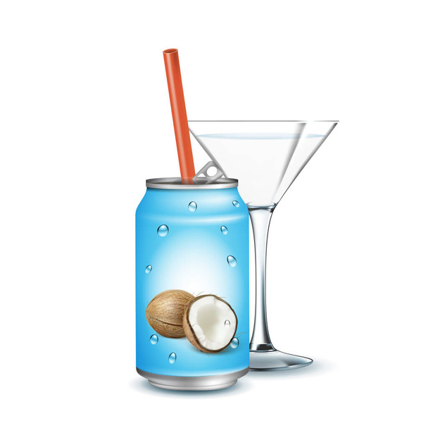 Вода з кокосовим смаком і скляним вектором - Вектор, зображення
