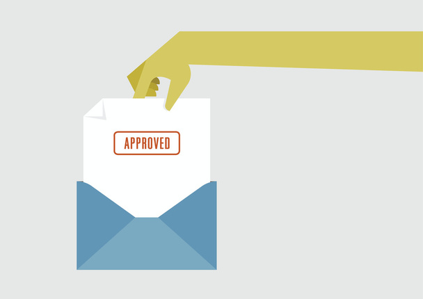 Hand pull and open letter for approved - Vector, Image