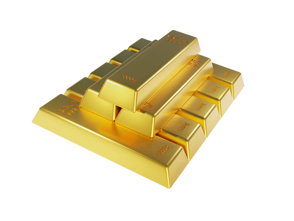 viele Goldbarren Bank- und Finanzkonzept mit einem Clipping-Pfad. 3D-Darstellung - Foto, Bild