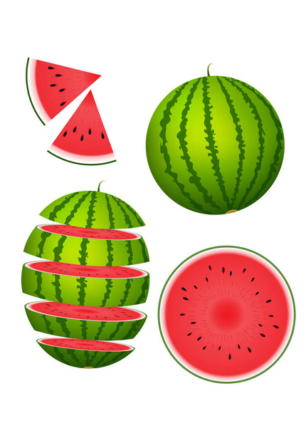 Vector illustration of watermelon slice set - Vector, Image