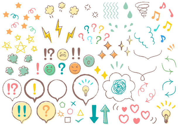 Color illustrations of speech bubbles and symbols - Photo, Image
