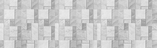 Панорама білої гранітної плиткової стіни з вінтажною текстурою візерунка та безшовним фоном
 - Фото, зображення