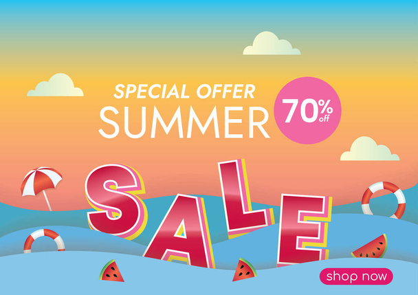 zomer verkoop promotie voor winkelen op vakantie - Vector, afbeelding