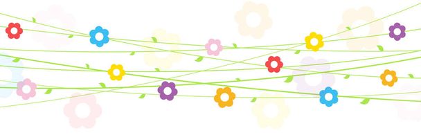 EPS 10 vector file background with flowers on strings for spring time in different colors for easter and fresh concepts - Vector, Image