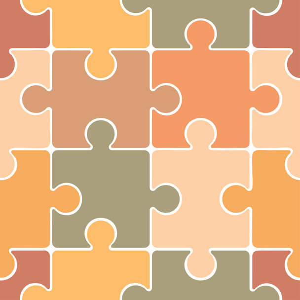 Seamless pattern from multicolored puzzles. Abstract background from pieces of natural shades. - Διάνυσμα, εικόνα