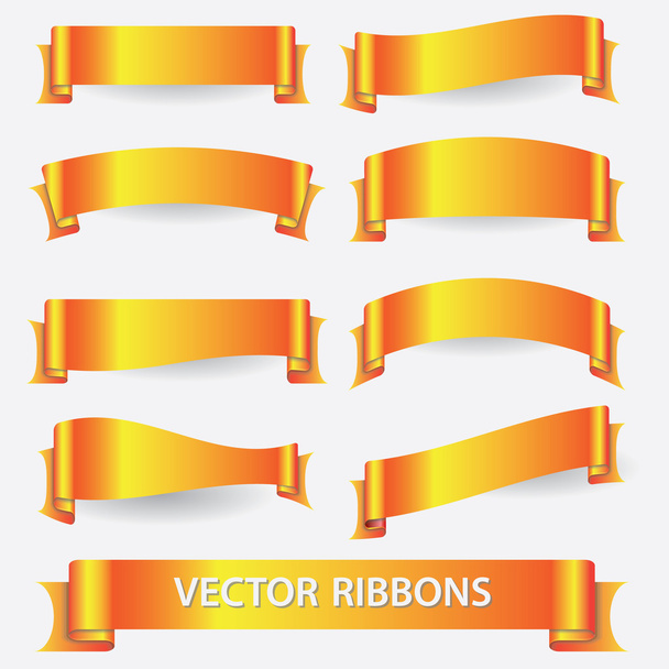 yellow and orange ribbon banners eps10 - Διάνυσμα, εικόνα