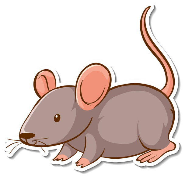 Sticker design with cute mouse isolated illustration - Vector, Image