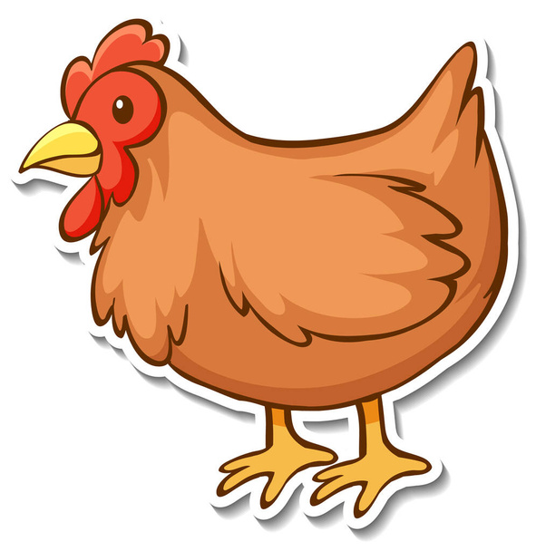 Aufkleber Design mit einem Huhn isoliert Abbildung - Vektor, Bild