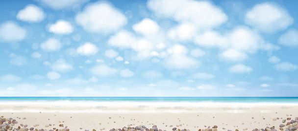 Vektor óceán háttér. Kék ég, óceán és homokos strand. - Vektor, kép
