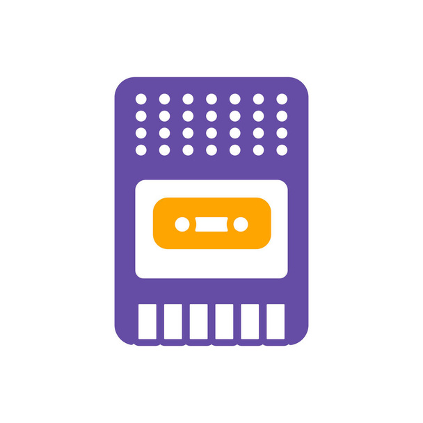 Vintage audio kazeťák vektorový glyf ikona. Grafický symbol pro hudební a zvukové webové stránky a aplikace design, logo, app, UI - Vektor, obrázek