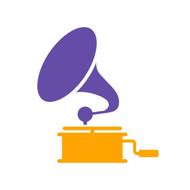Grammophon-Vektorglyphen-Symbol. Musikzeichen. Grafik-Symbol für Musik und Sound-Website und Apps-Design, Logo, App, UI - Vektor, Bild