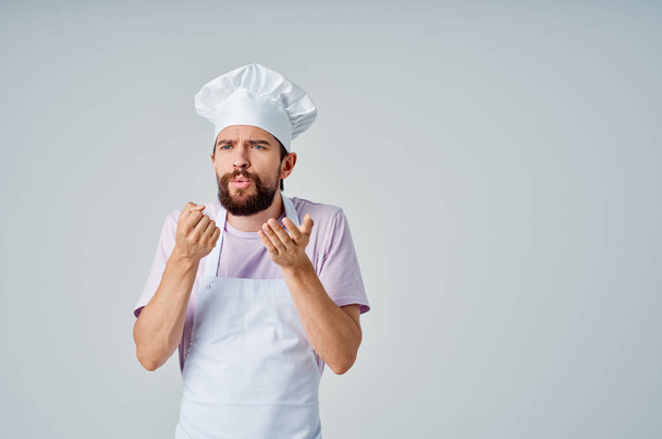 homem em roupas de chefs trabalho profissional cozinhar - Foto, Imagem