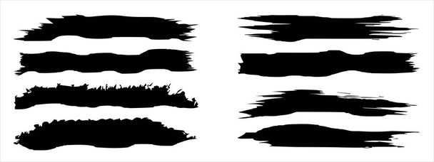 Collection of artistic grungy black paint hand made creative brush stroke set isolated on background. A group of abstract grunge sketches for design education or graphic art decoration 3d illustration - Photo, Image