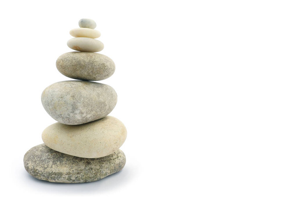 Spa concept on stone background. Balance of stones. isolate on white background. Font view and copy space - Photo, Image
