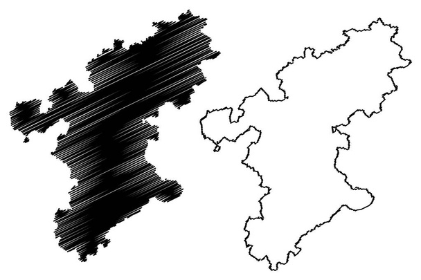 ストーマン地区(ドイツ連邦共和国,地方,シュレースヴィヒ=ホルシュタイン州,スレースヴィヒ=ホルシュタイン州)地図ベクトル図,スクリブルスケッチストーマン地図 - ベクター画像