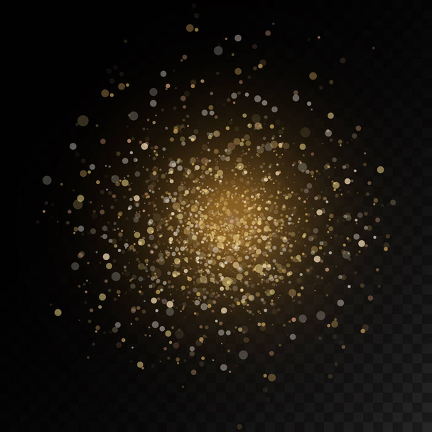 Λαμπερό χρυσό μαγικό κίτρινο σωματίδια σκόνης φως - Διάνυσμα, εικόνα