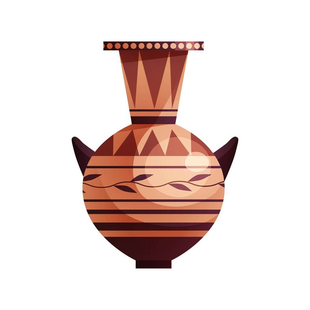 Antique Greek vase with decoration. Ancient traditional clay jar or pot for wine. - Vector, Imagen