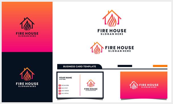 otthon vagy ház könnyű tűz logó tervezési koncepció és névjegykártya sablon - Vektor, kép