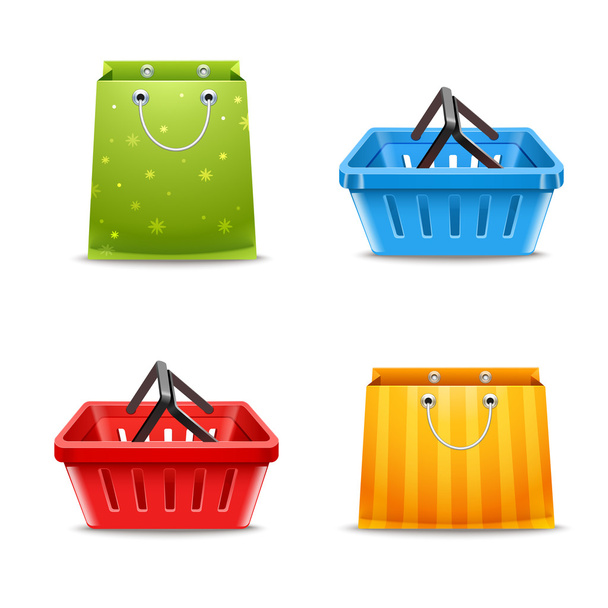 Shopping baskets and bags - Vector, afbeelding